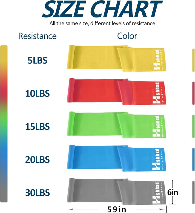 Resistance Bands for Workout, Physical Therapy, Yoga, Pilates - Latex Free Set