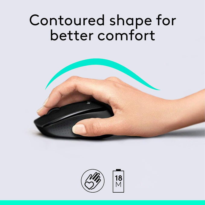 Logitech MK345 Wireless Keyboard and Mouse Combo with Palm Rest, 2.4 GHz USB Receiver, Compatible with PC, Laptop, Black