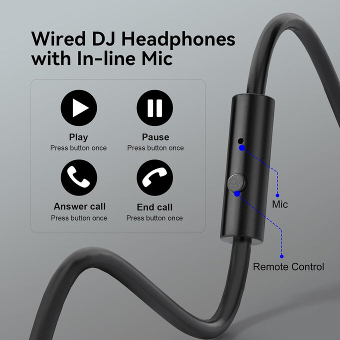 OneOdio Wired Over Ear Headphones Hi-Res Studio Monitor & Mixing DJ Stereo Headsets with 50mm Drivers and 1/4 to 3.5mm Jack for AMP Computer Recording Podcast Keyboard Guitar Laptop - Black