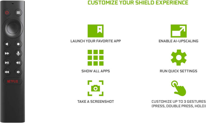 NVIDIA Shield Remote; Voice Search, Motion-Activated, Backlit Buttons, Customizable Menu Buttons, and IR Blaster to Control Your TV (930-13700-2500-100)