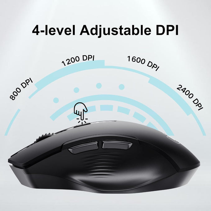 Uineer Wireless Mouse,Upgraded 2.4GHz Rechargeable (Battery Level Visible) Ergonomic Computer Mouse,4 Levels DPI, Wireless Mice for Laptop Computer(Matte Black)