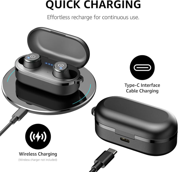 TOZO T10 Wireless Earbuds Bluetooth 5.3 Headphones, App Customize EQ, Ergonomic Design, 55H Playtime, Wireless Charging Case, IPX8 Waterproof Sound in-Ear Headset, New Version