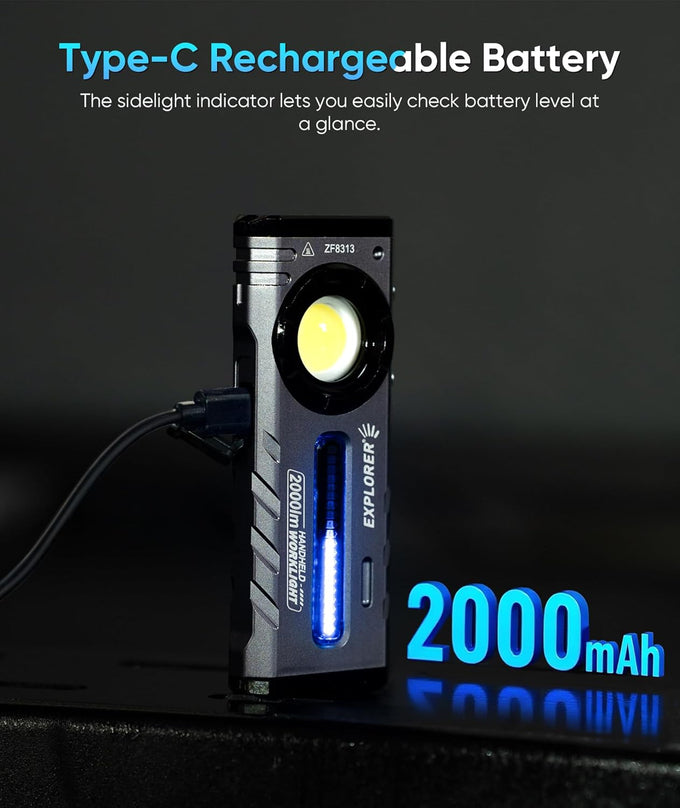 ZF8313 Rechargeable Flashlight, Mens Valentines Day Gifts for Him, Magnetic EDC Flashlight Rechargeable, 2000 Lumens LED Flashlight with RGB and UV Lighting Source for Outdoor, Car Repairing