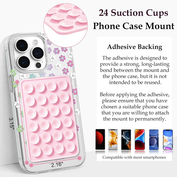 LvShuLiangPin Anteel Silicone Suction Phone Case Mount, Silicon Adhesive Phone Accessory for Smartphones, Hands-Free Mirror Shower Phone Holder for Selfies, Tiktok Videos (White)