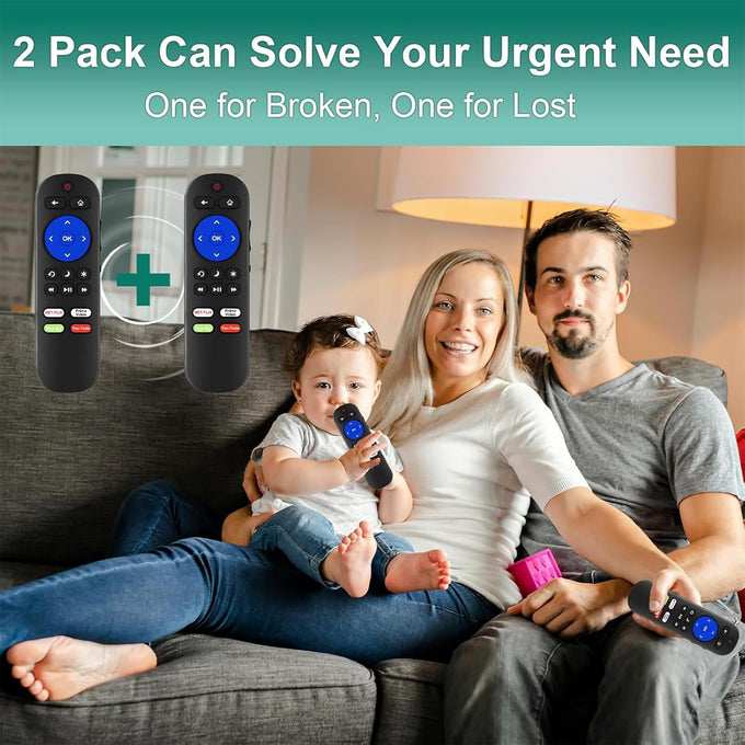 Pack of 2 IR Remote Only for Roku Built-in TV Remote,for Hisense/TCL/Onn/Element/Sharp/Haier/Hitachi/LG/Sanyo/JVC/Magnavox/RCA/Philips/Westinghouse Roku Series Smart TV, Not for Others Roku or TV