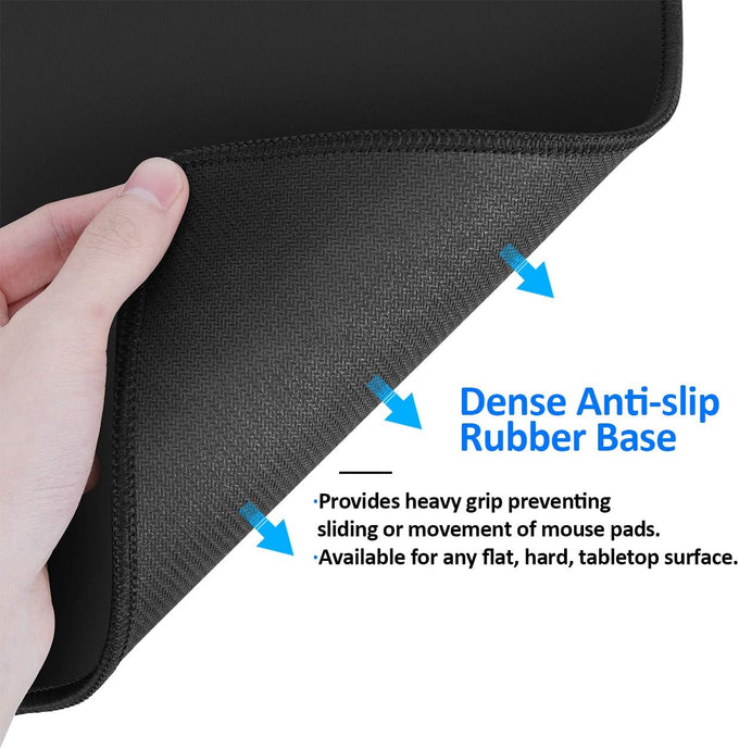 JIKIOU Mouse Pad with Non-Slip Rubber Base, Premium-Textured & Washable Computer Mousepad with Stitched Edges, Mouse Pads for Computers, Laptop, Gaming, Office & Home, 10.2 x 8.3 in, Black