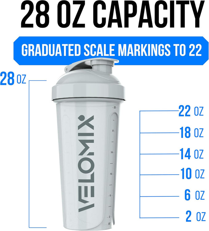 VELOMIX 28oz Protein Shaker Bottles - 4 Pack, Leak Proof