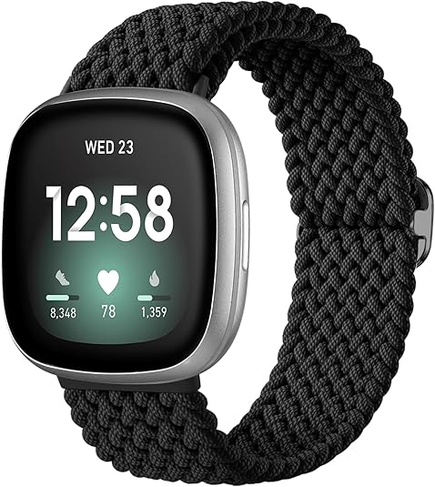 Maledan Braided Stretchy Band Compatible for Fitbit Sense/Versa 3/4 and Sense 2, Soft Elastic Strap Bracelet Wrist Bands for Smart Watch, Accessory for Men and Women