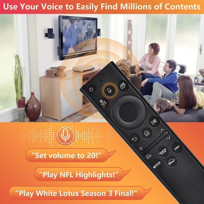 Replacement Remote for Samsung Smart TV (2019–2025), Voice Control Compatible, No Solar Cell