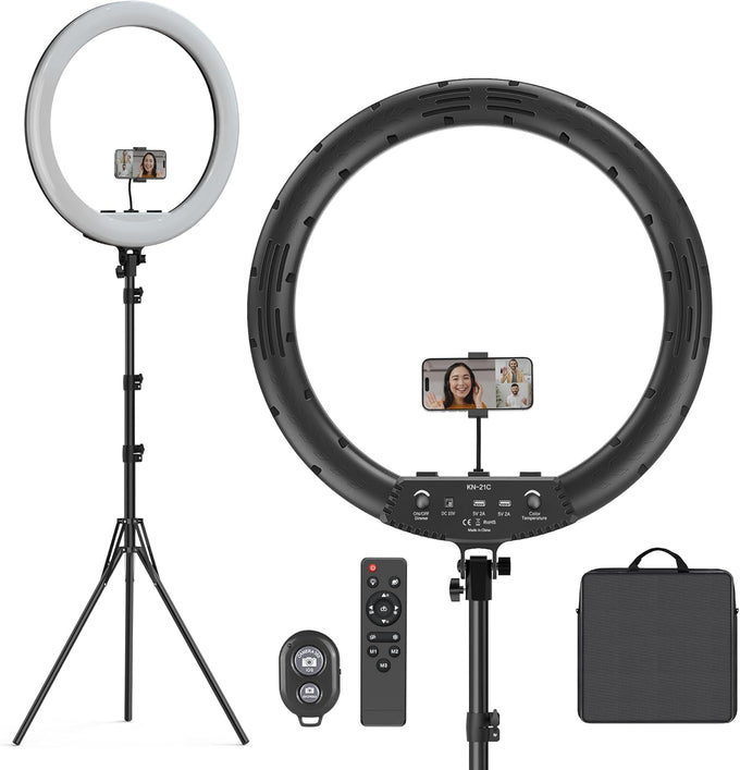 Hagibis 21 inch Ring Light with Stand Outer 55W 5600k Dimmable LED Light, Tripod Stand,and Phone Holder，Remote Controller,Carrying Bag ，CRI 97+ 2540lux, for Streaming Home Office Zoom Call Lighting