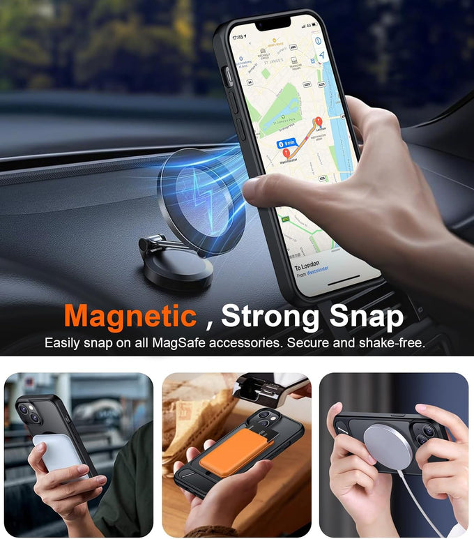 Temdan Compatible with iPhone 14 Case/iPhone 13 Case,[Built-in Invisible Kickstand][Compatible with MagSafe][Military Grade Shockproof] Slim Translucent Matte Phone Case for iPhone 14/13 6.1"