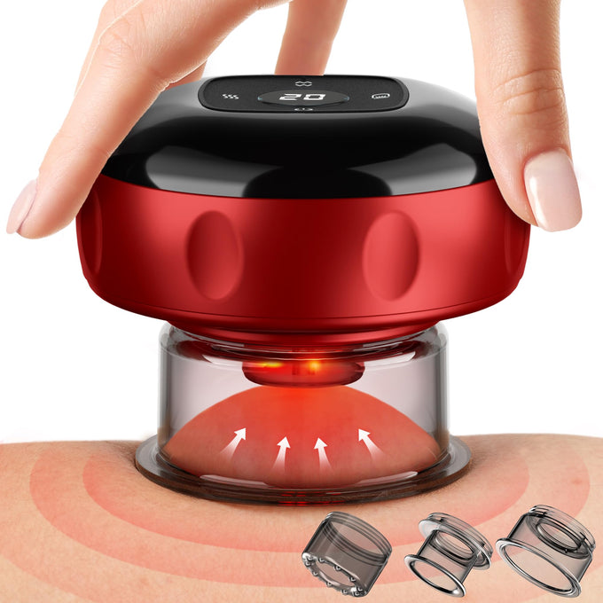 Smart Cupping Therapy Massager, 7 in 1 Red Light Cupping Therapy Set with 2 Modes for Targeted Pain Relief, Muscle Soreness,Tighter Skin, Cupping Kit with 12 Levels Suction and Heat,1 Pack