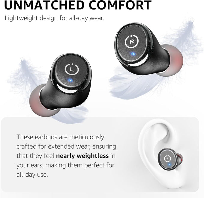 TOZO T10 Wireless Earbuds Bluetooth 5.3 Headphones, App Customize EQ, Ergonomic Design, 55H Playtime, Wireless Charging Case, IPX8 Waterproof Sound in-Ear Headset, New Version