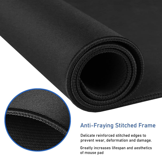 Large Extended Gaming Mouse Pad with Stitched Edges, (31.5X15.7In) Durable Non-Slip Natural Rubber Base, Waterproof Computer Keyboard Pad Mat for Esports Pros/Gamer/Desktop/Office/Home-Black