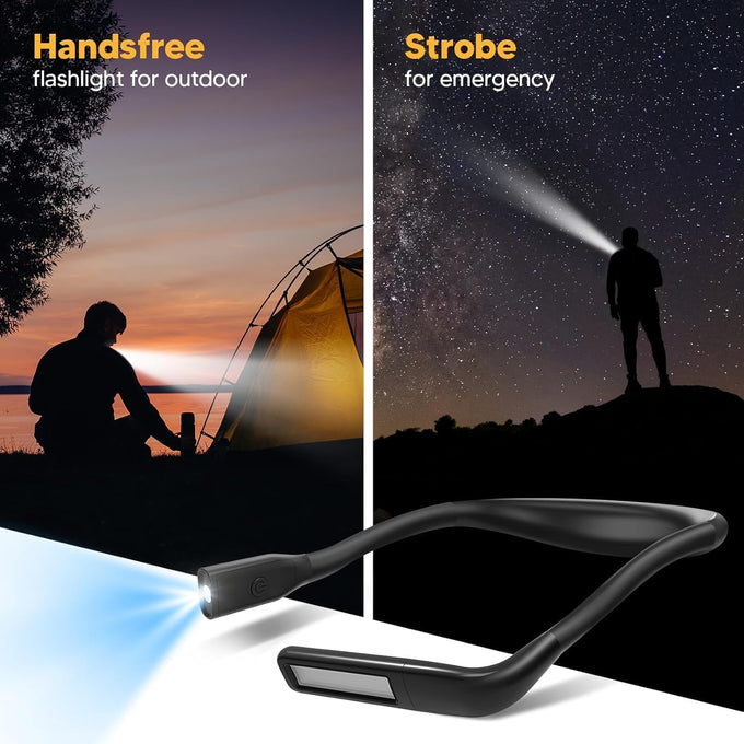 Neck Reading Light Book Lovers Gifts, Rechargeable 2000mAh 10-80Hrs Eye-friendly Wide Lamp Book Light, Birthday Valentines Day Gifts for Him Men Women Readers, Camping Knitting Crochet Accessories
