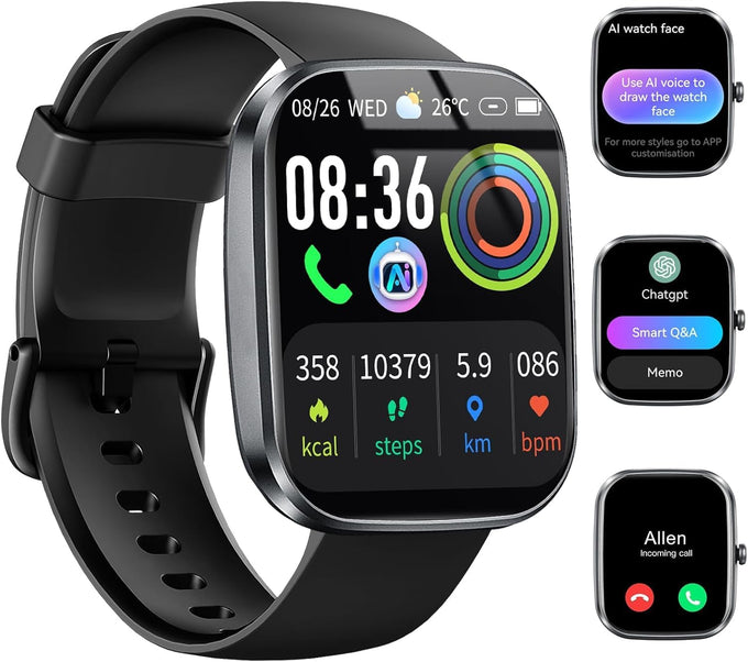 uaue AI Smart Watch with ChatGPT, 1.91" Bluetooth Calling Smartwatch for Men Women, 110+ Fitness Modes Activity Tracker, Sleep/Heart Rate/Calorie Monitor, IP68 Waterproof Step Counter for Android iOS