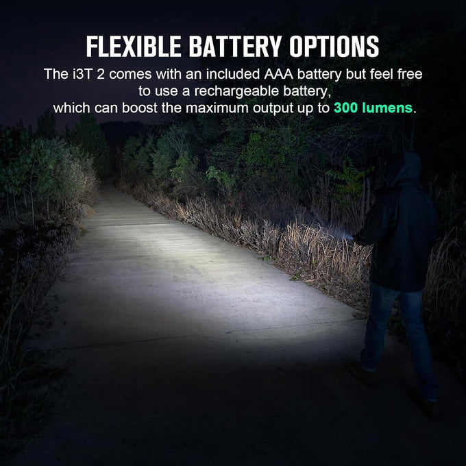 OLIGHT I3T 2 EOS Pocket EDC Flashlight, 200 Lumens Compact Bright Handheld Flash Lights, Dual-Output Tail Switch with AAA Battery and Two-Way Pocket Clip for Camping and Hiking (Black)