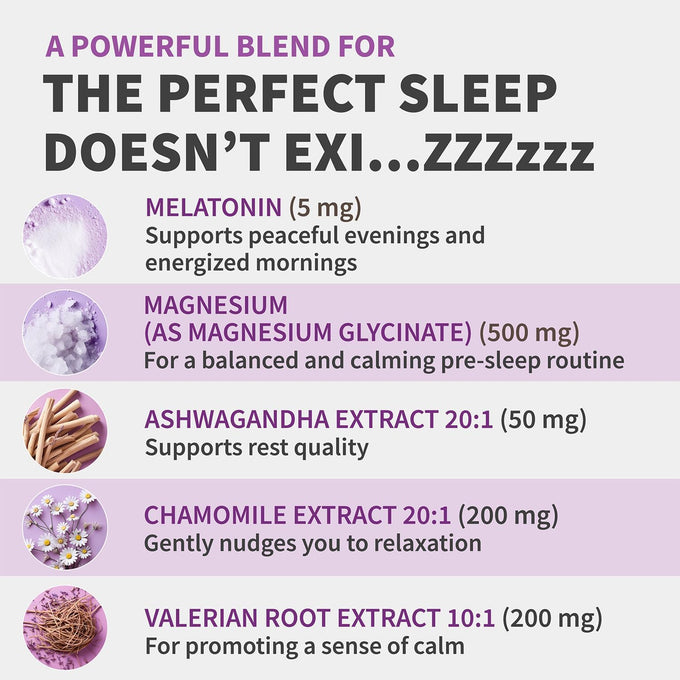 12-in-1 Melatonin Sleep Capsules - Natural Sleep Aids for Adults with Melatonin 5mg and Magnesium Glycinate 500mg, Sleep Aid with Ashwagandha, L Theanine, Valerian Root, GABA, 5-HTP (90ct, Pack of 1)