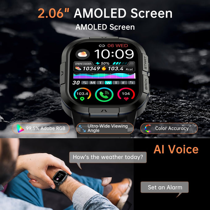 Smart Watch for Men – Fitness Tracker, Waterproof Military Digital Watch, Running & Sports, Answer Calls, Android & iPhone Compatible