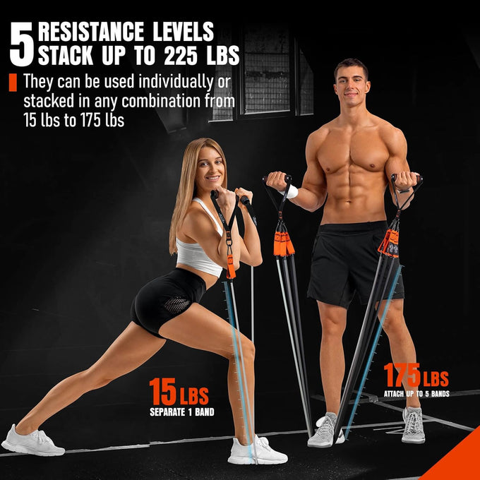 Resistance Bands with Handles, 175lb Exercise Bands for Fitness
