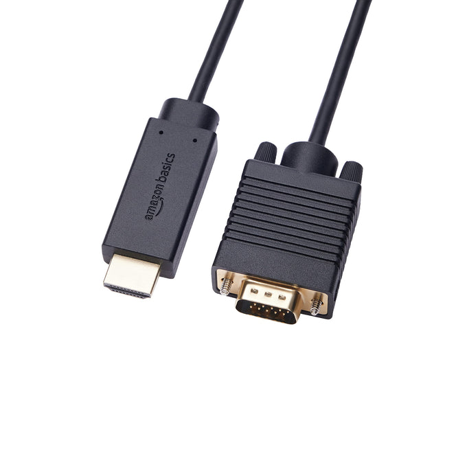 Basics HDMI to VGA Cable, 1080P, Gold-Plated, 6 feet, Black