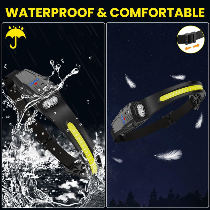 Headlamp Rechargeable 3Pack, 230° Wide Beam LED Headlamp, 7Mode Headlamps for Adults, Head Lamp with Motion Sensor, Red Light Head Lamps LED Rechargeable, Head Lights for Forehead Running Camping