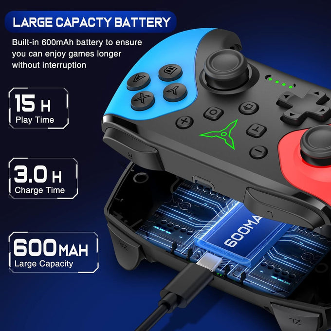 wireless switch controller for nintendo switch / switch 2 / lite / oled with back touch buttons, wake-up, programmable & turbo function