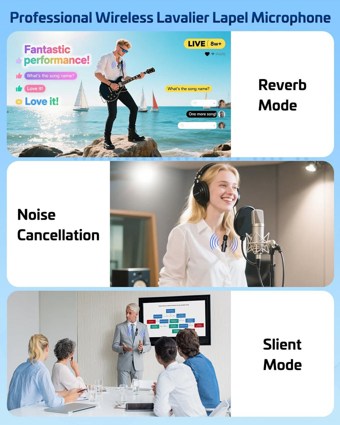 HONGJIEYUAN Pink Wireless Lavalier Microphone for iPhone & Android - Mini Clip-On Mic with Noise Cancellation, 65ft Range, 8H Battery, USB-C/Lightning - for TikTok, YouTube, Podcast, Live Streaming