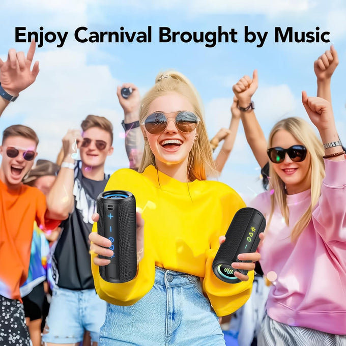 TIMU Portable Bluetooth Speaker, 25W Super Loud Wireless Speaker: Boost Bass 3.0, Bluetooth 5.4, 30H Playtime, 8 RGB Modes, IPX7 Waterproof, TWS Pairing, for Outdoor/Home/Party, Gift Ideas（Black）