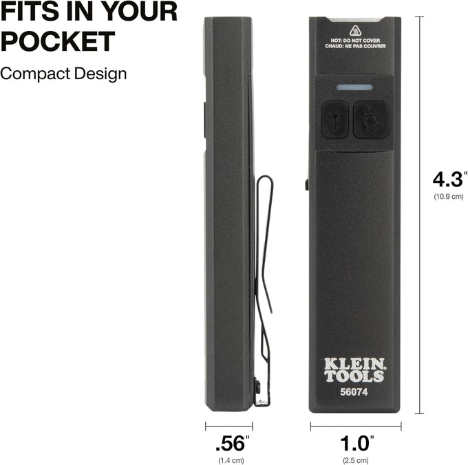 KLEIN TOOLS 56074 EDC Pocket Flashlight with Green Laser, Three Brightness Modes up to 1000 Lumens with Turbo Mode, Built-in Floodlight, <1mW, 510 to 530nm, Class 2, Rechargeable