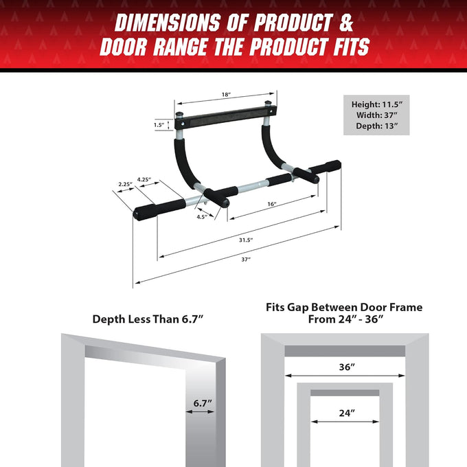 Iron Gym Pull-Up Bar - Adjustable Doorframe Chin-Up Bar for Total Upper Body Workout