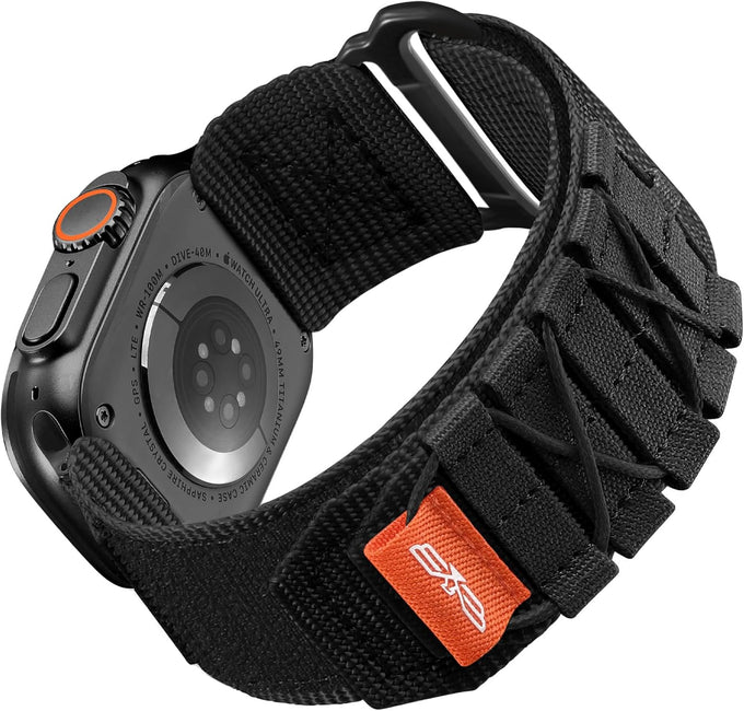 Bandletic Nylon Bands Compatible with Apple Watch Ultra 3/Ultra 2 Band 49mm for Men 46mm 45mm 44mm 42mm(Series 3), Rugged Tactical Sport Strap for iWatch Series 11 10 9 8 7 6 5 4 SE 3 2 1, L-Black