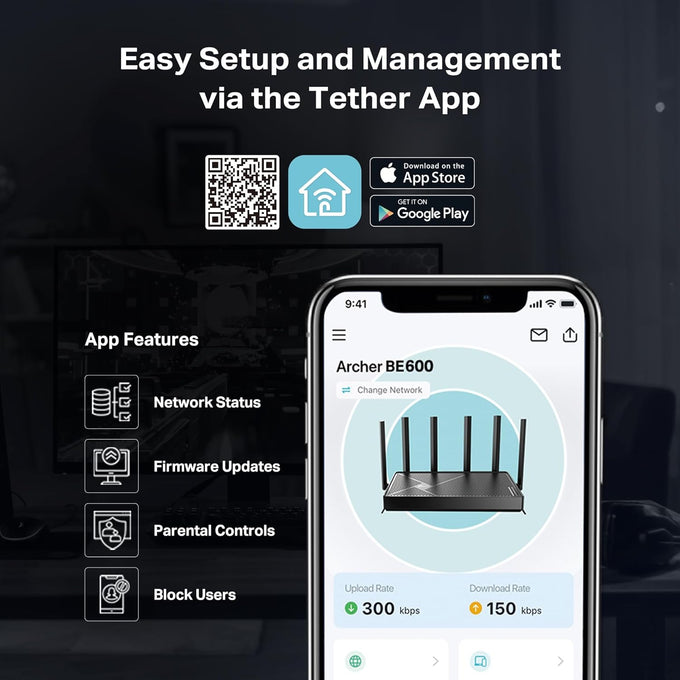 TP-Link Tri-Band BE9700 WiFi 7 Router Archer BE600 | 10G WAN/LAN +2.5G +3× 2.5G Ports, New 320Mhz Channel | Covers up to 2,600 Sq. ft and 120 Devices | VPN, HomeShield for Network Security