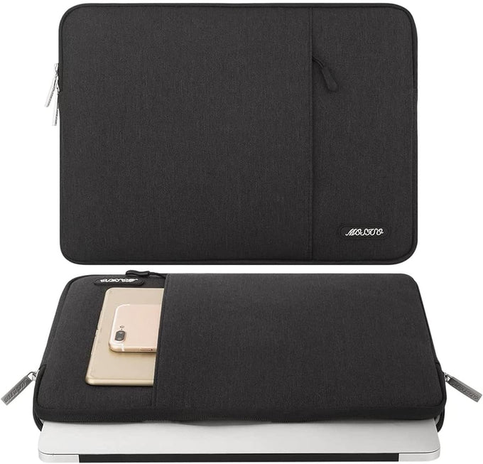 MOSISO Laptop Case 13.3 inch, 13-13.3 inch Laptop Sleeve Compatible with MacBook Air/Pro 13/Pro 14 M5 M4 M3 M2 M1, HP Dell ASUS Lenovo,Polyester Vertical Computer Sleeve Bag with Pocket, Black