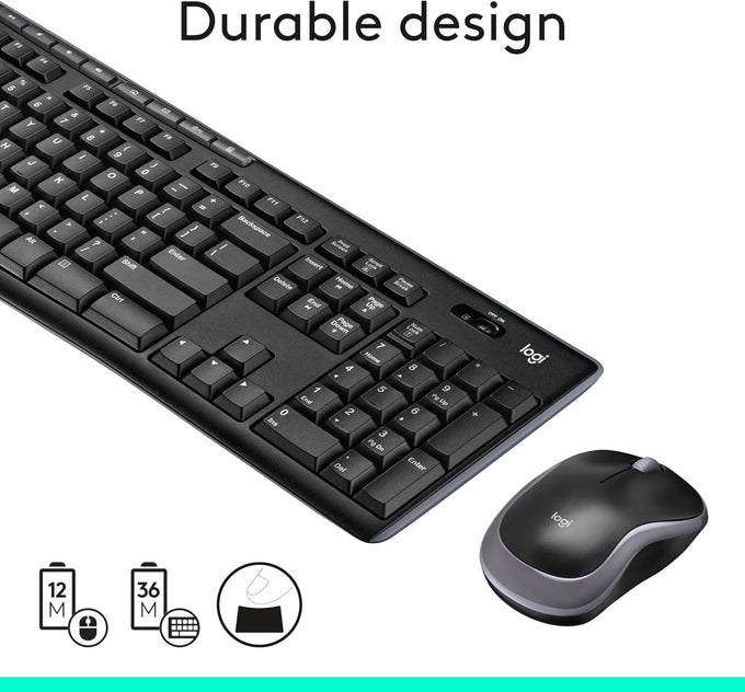 Logitech MK270 Wireless Keyboard and Mouse Combo for Windows, 2.4 GHz, 8 Multimedia Keys, PC, Laptop, Wireless Keyboard Compact Mouse Combo - Black Visit the Logitech Store