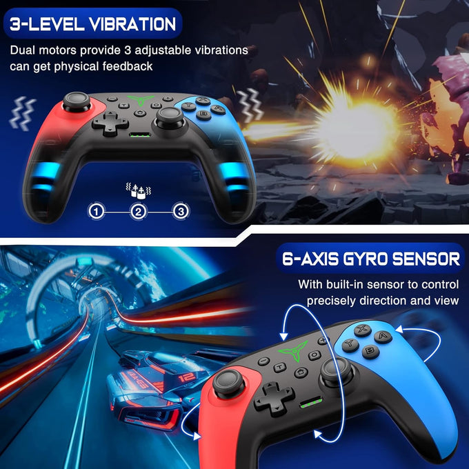 wireless switch controller for nintendo switch / switch 2 / lite / oled with back touch buttons, wake-up, programmable & turbo function