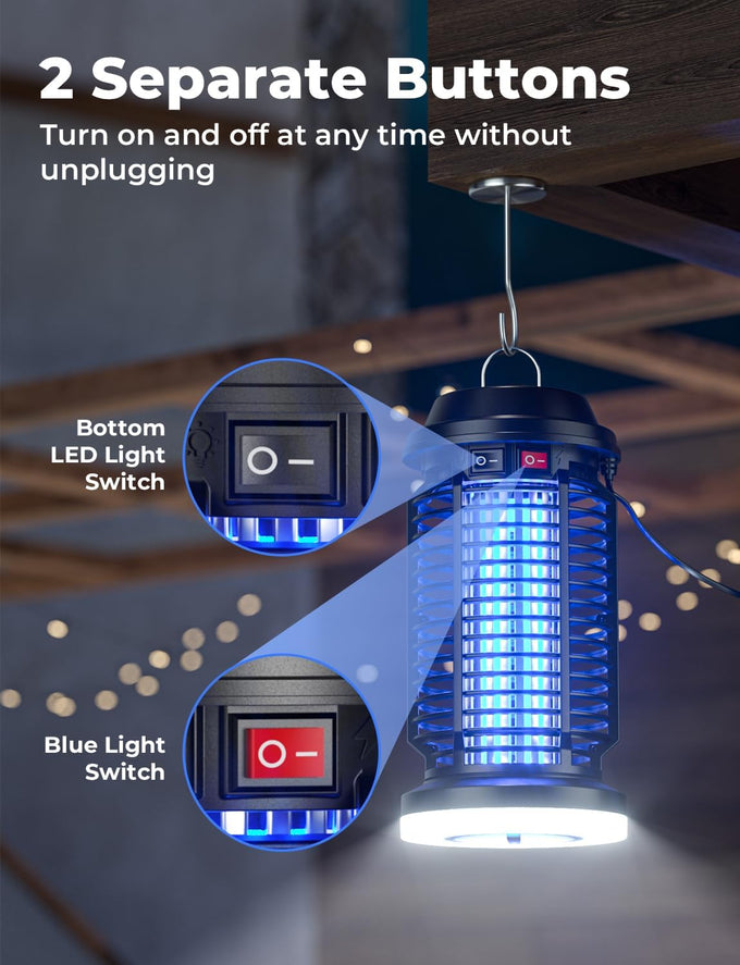 YISSVIC Bug Zapper Outdoor Indoor Waterproof Electric Mosquito Lamp Fly Zapper Killer Effective 4200V Plug in for Home Patio Office Courtyard