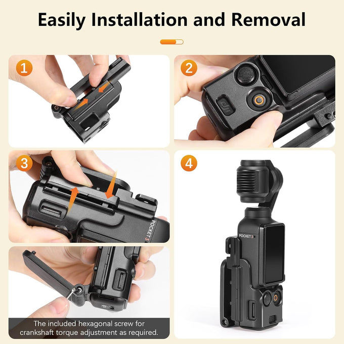 AMAZEAR Magnetic Mount Stand Compatible with DJI Osmo Pocket 3, Upgraded Pocket3 Accessories Adapter Clamp Magnet Suction Case Holder on Desktop, Vertical Surface, 180° Adjustable Handle, Black