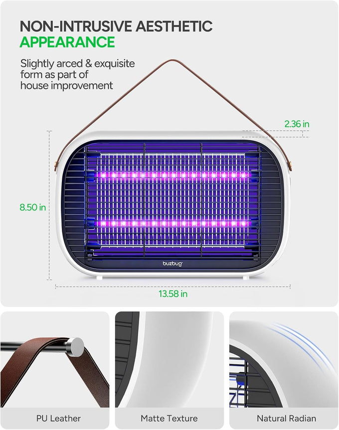 Buzbug LED Bug Zapper Indoor, LED Bulbs Up to 50,000 Hours, Sustainable Less Power, Durable High-Voltage Electric Mosquito Zapper, Fly Trap Mosquito Trap, Fly Killer -MA015B