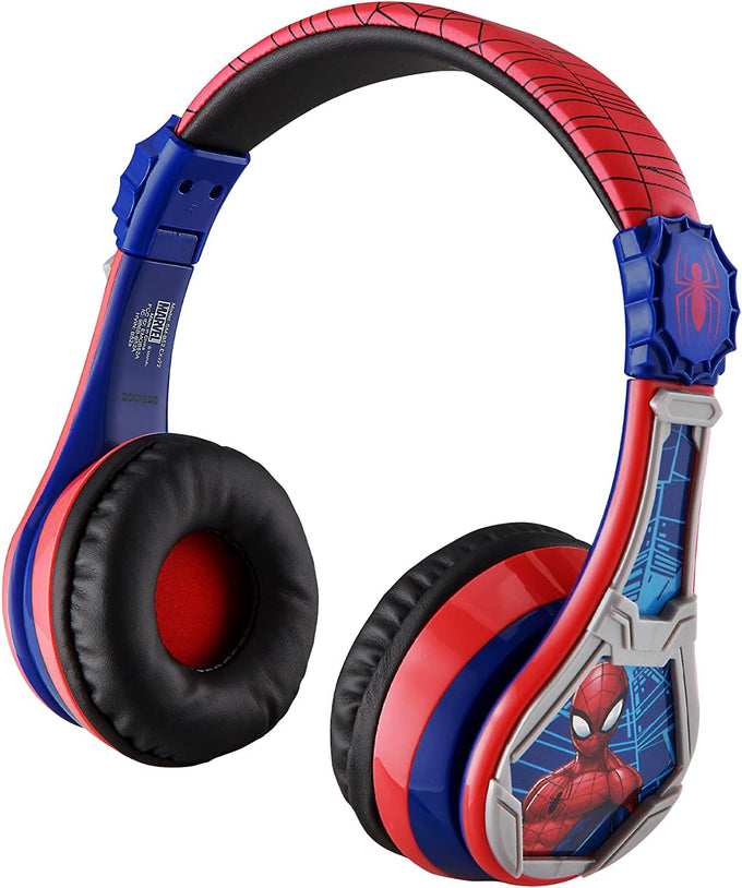 eKids Spiderman Wireless Bluetooth Portable Headphones with Microphone, Volume Reduced to Protect Hearing Rechargeable Battery, Adjustable Kids Headband for School Home or Travel