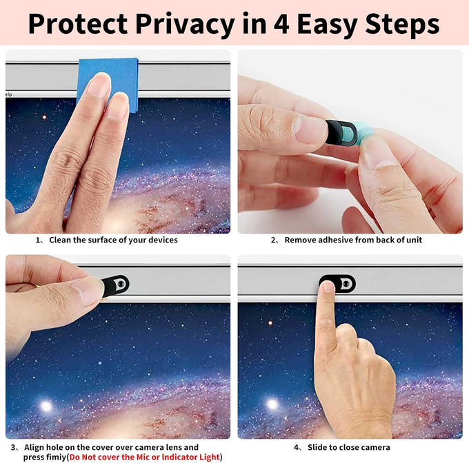Yilador Webcam Cover (3 Pack), 0.03 inch Ultra Thin Laptop Camera Cover Slide for iPhone iPad MacBook Pro Computer iMac Cell Phone PC Accessories Camera Blocker Slider, Great for Privacy - Black