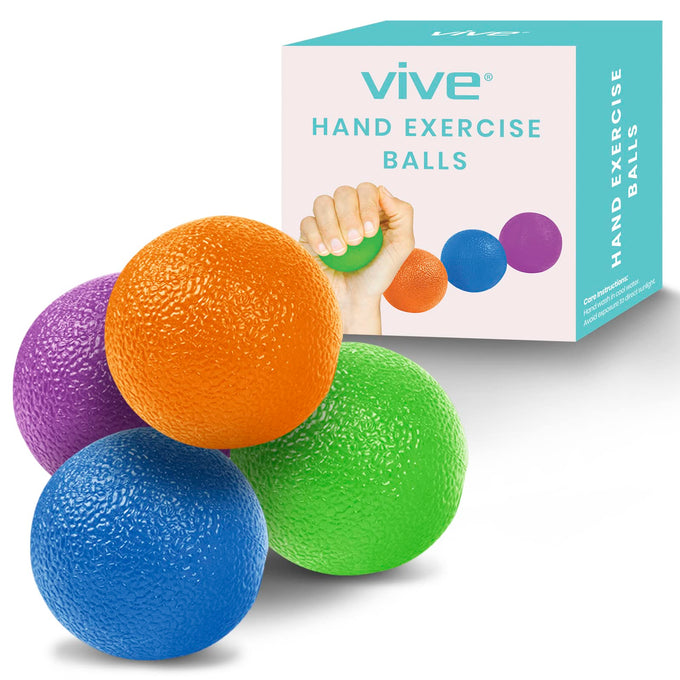 Vive Hand Therapy Squeeze Balls – Grip Strengthener & Exercise Set for Fingers, Wrists & Forearms (Arthritis, Carpal Tunnel, Stress Relief, Rehab Video App Included)