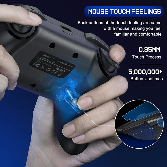 wireless switch controller for nintendo switch / switch 2 / lite / oled with back touch buttons, wake-up, programmable & turbo function