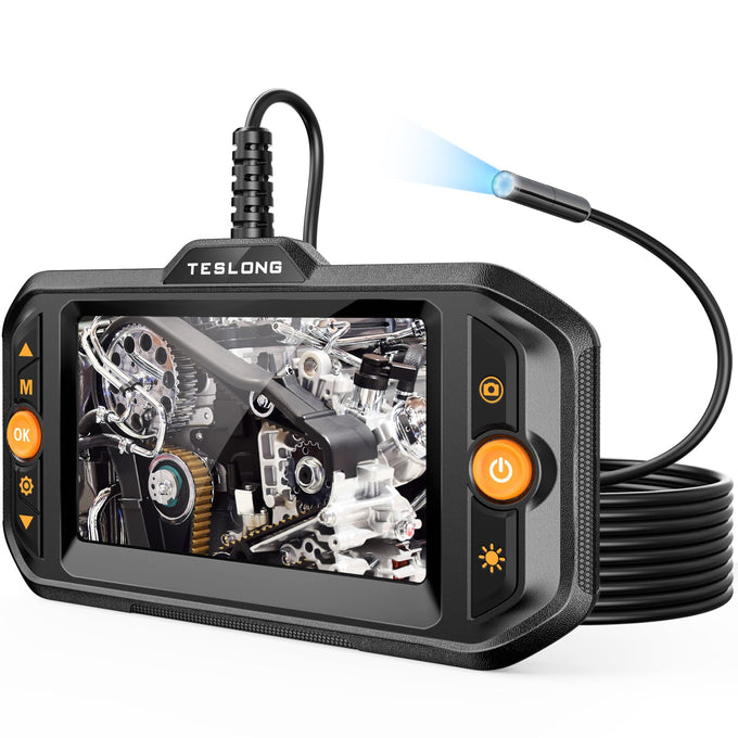 Teslong Endoscope Borescope with Light, Snake Inspection Camera for Automotive Engine, Waterproof Fiber Optic Camera for Mechanics - Ideal for Wall, Vent, Wire Video Scope (16.5FT)