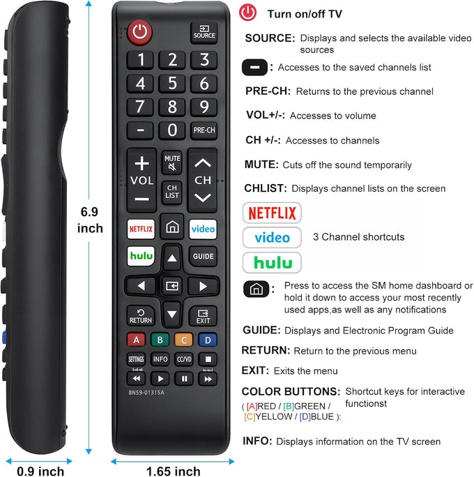 Universal Replacement Remote for Samsung TV, Pack of 2 Compatible with Samsung Smart LED LCD HDTV
