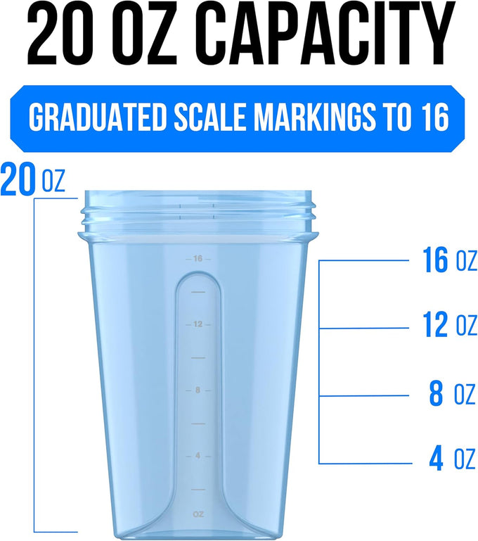 VELOMIX 20oz Protein Shaker Bottle, Leak-Proof, Dishwasher Safe