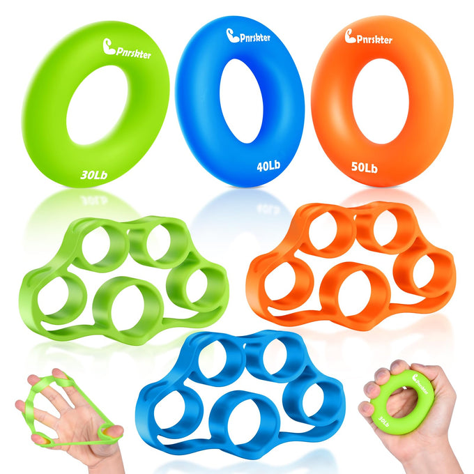 Hand Grip Strengthener Set (6 PCS) – Finger Exerciser & Grip Trainer for Wrist, Finger & Forearm Workout
