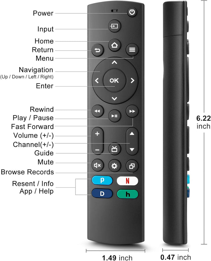 Universal-TV-Remote-Control for Samsung/LG/Vizio/TCL/Hisense/Sony/Philips/Roku Smart TVs, for Insignia/Toshiba Smart TVs