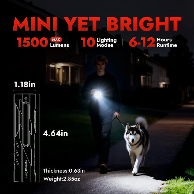WARSUN T9 PRO Rechargeable EDC Flashlight – 1500 Lumens LED Pocket Flashlight, Magnetic Work Light with Clip for Dog Walking, Camping, Hiking, Car Repair, Night Walking and Everyday Carry