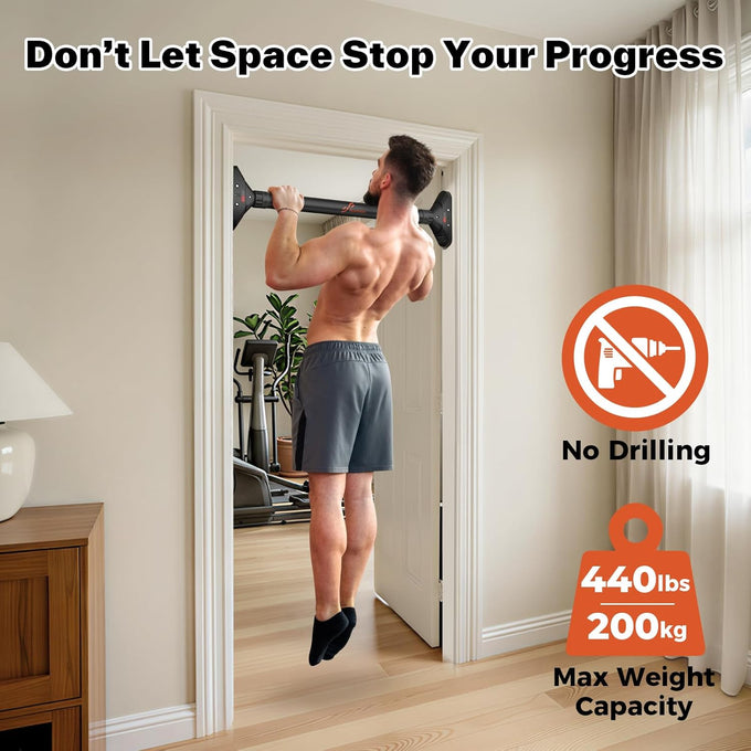 Sportneer Adjustable Pull Up Bar: 29.5-37 Doorway Chin Up Bar, 440lb Capacity
